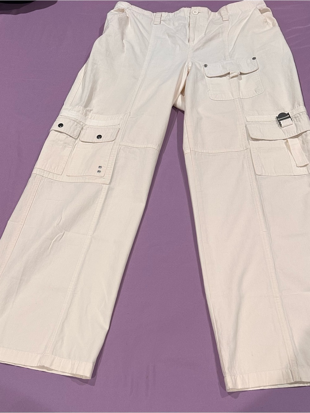 Harper Off-White Cargo Pants with Utility Pockets